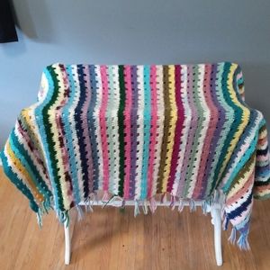 Handmade Granny Crochet Multi Color Rosanne Prairie 90s Throw Blanket 66"x48”